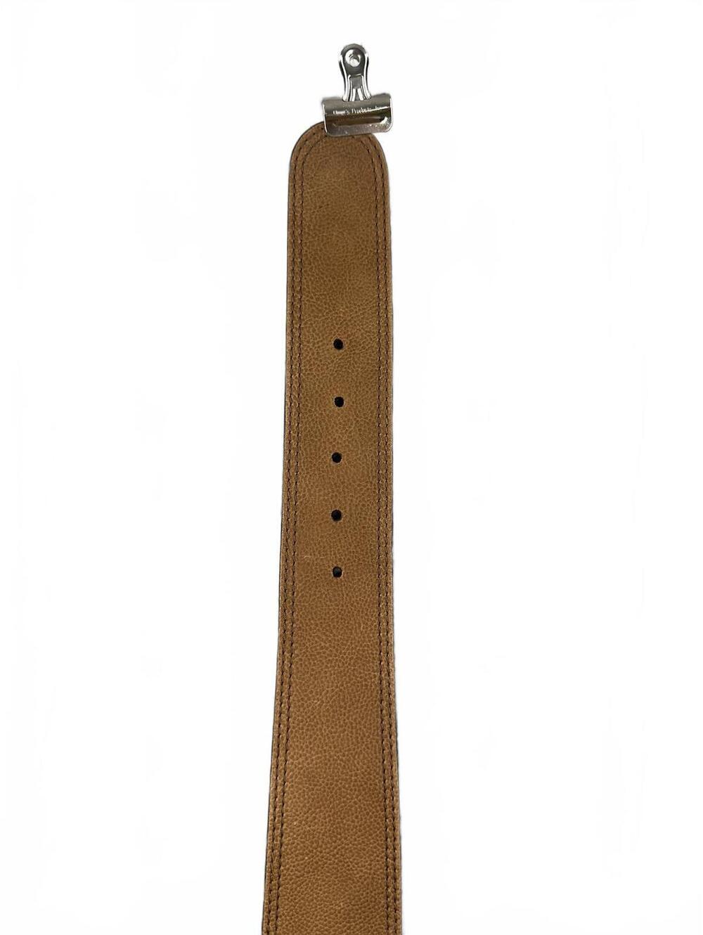 Chico's Wide Tan Leather Belt with Antique Brass Buckle - Picture 3 of 6